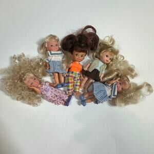 Lot of 5 4" Dolls M&C Lucky Girls Blonde Brunette Blue Eyes Long Hair